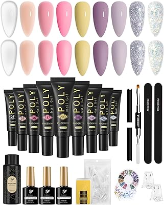 Ensemble de gels pour ongles phoenixy poly en 9 couleurs avec couche