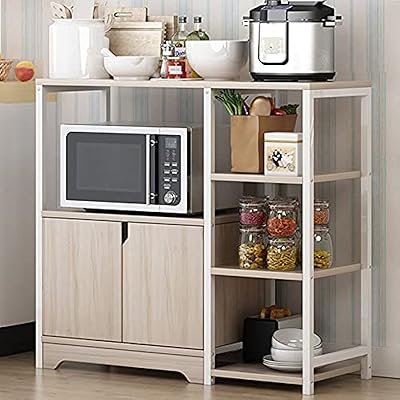 Support de four à micro-ondes à 3 niveaux avec armoire de rangement, support