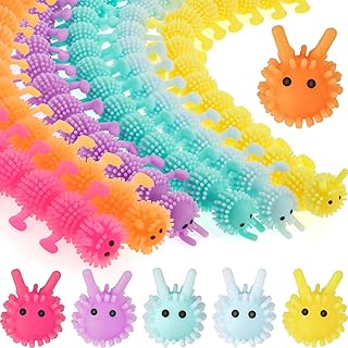 24 pièces jouet sensoriel extensible chenille fidget ver jouet spongieux pour enfants