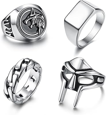 Ensemble de bagues pour hommes morpheto bague mf dom ring wolf en acier