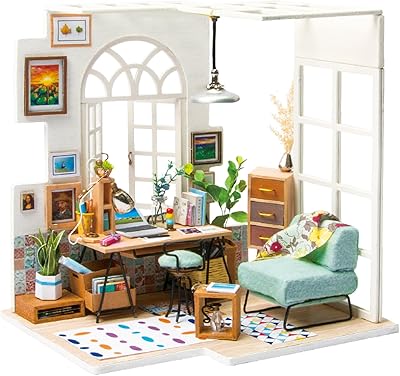 Kit de décoration de maison de poupée miniature robottime avec lumières et meubles