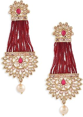 Boucles d'oreilles traditionnelles en perles rouges mirraw pour femmes et filles - toutes les occasions (er9311-red1), taille unique, métal. La marketplace qui fait du bien à votre budget : Diaytar