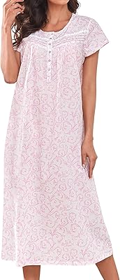 Chemises de nuit légères en coton doux pour femmes adultes chemises