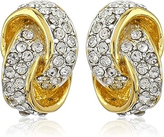 Boucles d'oreilles estele en cristal autrichien blanc plaqué or 24 carats et argent
