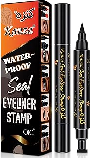 Kanza stylo eye-liner 2 en 1 pour maquillage imperméable (noir) | tampon