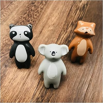 Flyehi bouton de porte vintage 1 pièce en céramique koala panda fox image