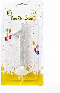 Party time 1 pièce bougies d'anniversaire à paillettes argentées avec chiffres de joyeux