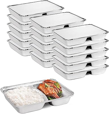 Récipients alimentaires en aluminium avec couvercles [10 pièces] 820 ml