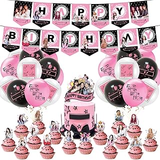 Fournitures de fête d'anniversaire rose noir décorations fille pour filles