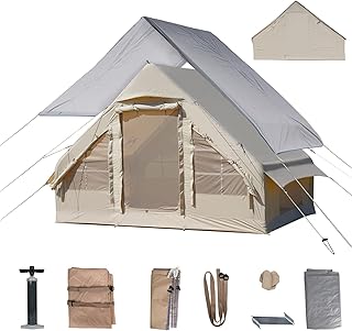 Tente de camping gonflable kikilife avec pompe et cric de poêle 2