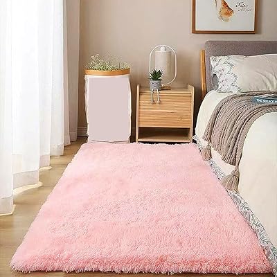 Tapis en peluche doux tie-dye cotis rose pour salon chambre à coucher, antidérapant