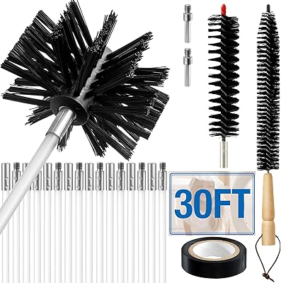 Kit de nettoyage d'évent de sécheuse 30m, brosse pbt de 4" avec perceuse