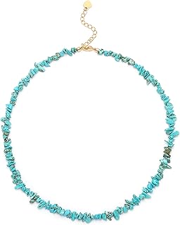 Collier ras du cou doré turquoise brodé de perles d'hématite, petits bijoux élégants