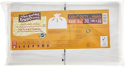 Sacs poubelles doublés enviro guard 30 pièces taille xxs 5 gallons plat blanc