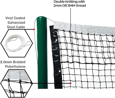 Filet de tennis double haute densité amz sports avec câble métallique | filet