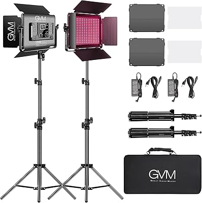 Lumière vidéo led gvm rvb avec contrôle bluetooth kit d'éclairage de studio