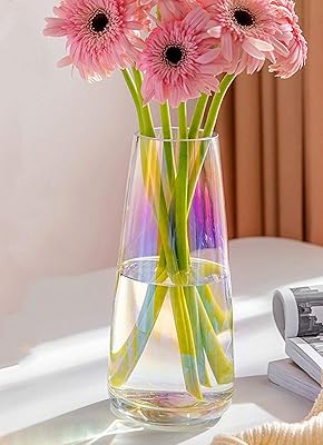 Vase en verre yuming, vase à fleurs transparent de 22 cm, récipient à