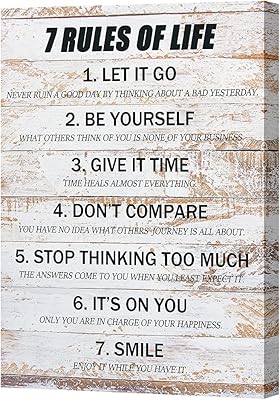 Art mural 7 règles de la vie, affiches de motivation inspirantes, impressions