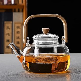 Théière en verre avec infuseur, compatible avec la cuisinière, bouilloire à café
