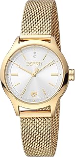 Montre à quartz analogique pour femme, cadran argenté, couleur or, es1l330m0045set, or, bracelet