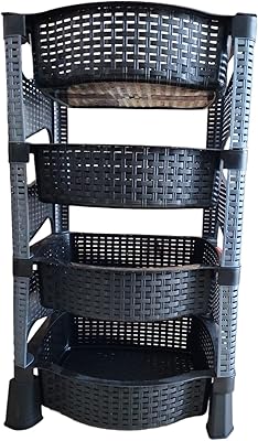 Étagère de cuisine multicouche à 4 couches, étagère de rangement en plastique polyvalente