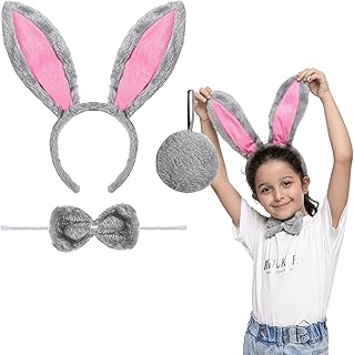 Bandeau oreilles de lapin 3 pièces comprenant un bandeau oreilles de lapin, un nœud