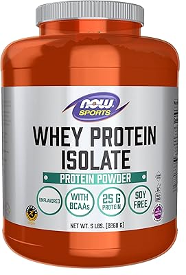 Now sports nutrition, whey protein, 25 g avec bcaa, poudre sans saveur, 2,27