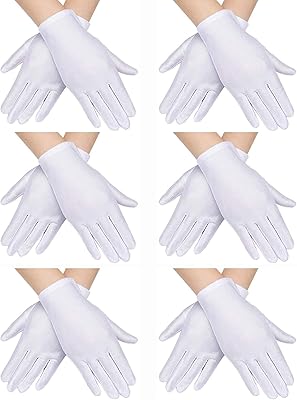 6 paires de gants de costume pour enfants, gants blancs en coton
