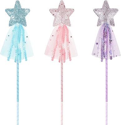 Baguette étoile magique à paillettes de princesse ange de 11 pouces pour filles