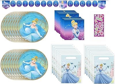 L'ensemble de fournitures de fête sur le thème de la princesse cendrillon comprend