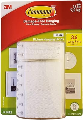 Bandes de suspension pour tableaux intérieurs command, 34 grandes paires et 68 bandes