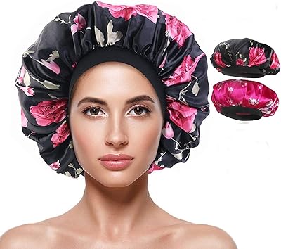 Amzoya 2 pièces bonnet de nuit en satin doux pour salon de nuit