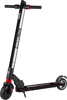 Scooter électrique noir ducati de corsair, léger et pliable, charge rapide en 5 heures, vitesse : 20 km/h et autonomie jusqu'à 15 km, doubles freins, pneus pleins de 6 pouces, suspension avant - pour enfants et adolescents. Shopping en ligne au Sénégal ? Pensez Diaytar !