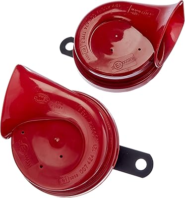 Kit double klaxon hella 12 v haut et bas avec support 007424801, rouge