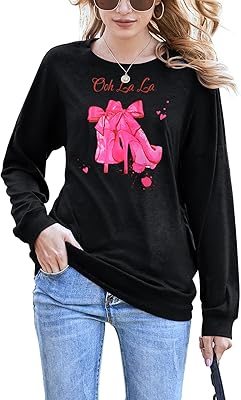 Sweat-shirt à manches longues et col rond pour femme avec graphismes