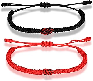 Bracelets de couple assortis pour hommes et femmes 2 pièces rouge