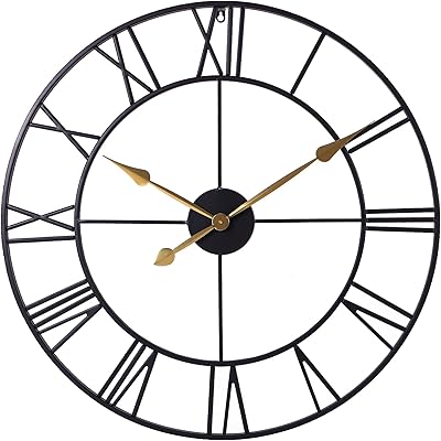 Grande horloge murale en métal infinity time, horloge classique à cadran ouvert