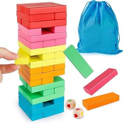 Jeu de blocs en bois cogam avec sac de rangement construction de tour