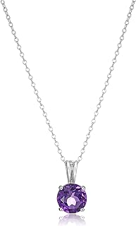 Collier pendentif rond en argent sterling avec améthyste africaine amazon essentials (février), 18