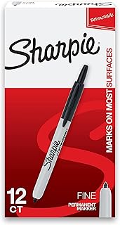 Marqueurs permanents rétractables sharpie pointe fine noir 12 pièces
