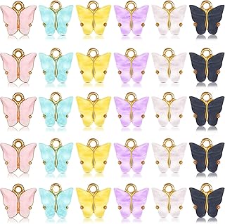Castoyve 30 pièces breloques papillon en acrylique pour bracelets, colliers, bracelets, boucles d'oreilles