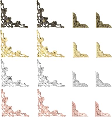 Glarex 160 pièces de protections de coin de livre en métal 4 couleurs