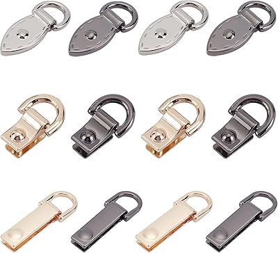 Lot de 12 boucles de chaîne de sac en métal 6 styles