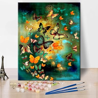 Tichiron diy peinture à l'huile par numéros de papillons colorés pour adultes