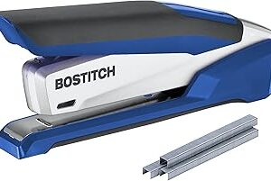 Agrafeuse de bureau à ressort bossstitch office deluxe - un doigt, sans effort, bleu/argent (1118). Des économies substantielles vous attendent sur Diaytar