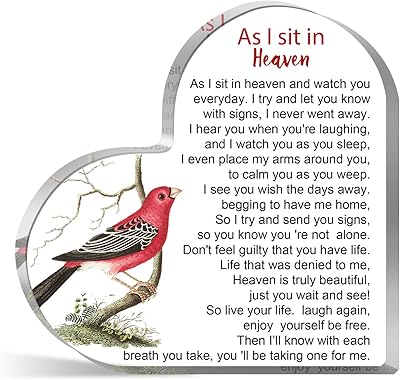 Cadeaux de condoléances pour la perte d'un être cher, cœur en acrylique