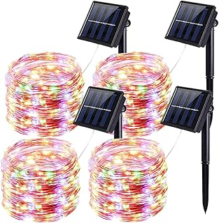 Guirlandes solaires extérieures imperméables, 4 pièces 100 lampes solaires de jardin à led avec 8 modes, lumières de patio solaires de 12 m/33 pieds pour arbre de noël, fête de mariage. Gagnez du temps et de l'argent avec Diaytar