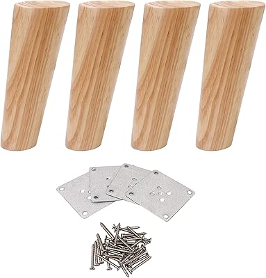 4 pièces pieds de canapé 6 pouces bois incliné conique couleur bois 15cm