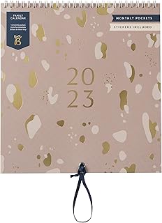 Calendrier familial mensuel busy bee janvier-décembre 2023 rose avec 6 colonnes pour planifier