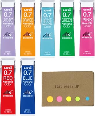 Jeu de porte-mines de couleur nanodia, 0,7 mm, 7 couleurs, 7 recharges/total 140